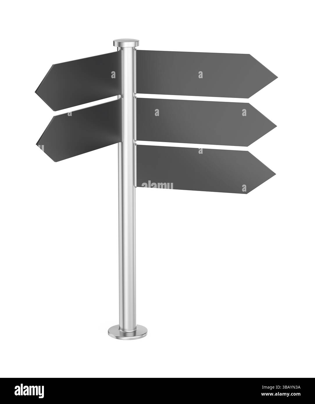 Panneaux de direction vierges sur fond blanc Banque D'Images