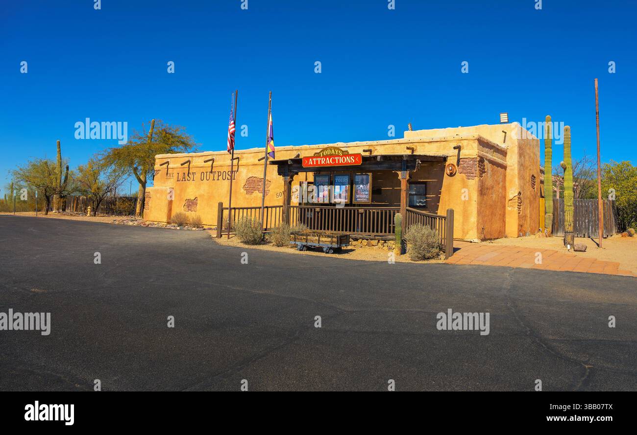 La dernière boutique de cadeaux Outpost aux studios Old Tucson Banque D'Images