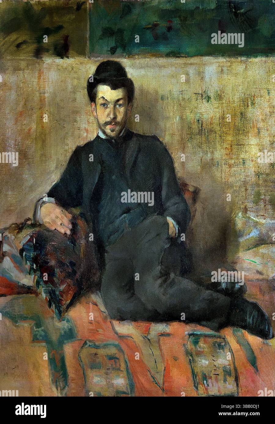 Peintre Gustave Lucien Dennery par Henri de TOULOUSE-LAUTREC 1864 –1901 France Musée français Louvre . Le comte Henri Marie Raymond de Toulouse-Lautrec-Monfa (24 novembre 1864 – 9 septembre 1901) est un peintre français de la période post-impressionniste. Il est né dans une famille noble, mais a vécu la majeure partie de sa vie parmi les acteurs, danseurs et prostituées de Paris. Il est célèbre pour peindre la vie de ces gens, le divertissement de Paris, et de nombreux portraits. Banque D'Images