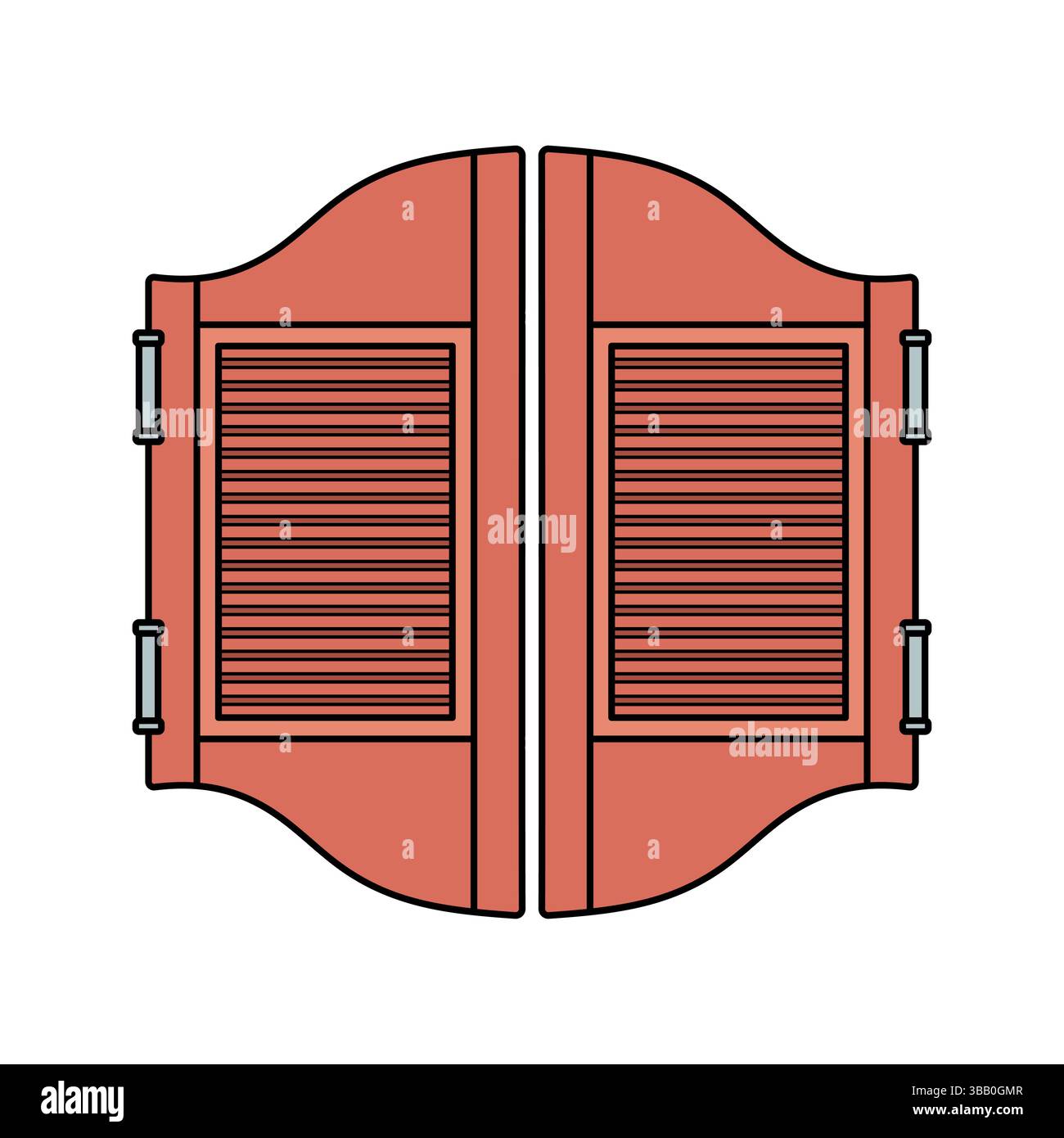 Porte de saloon de l'Ouest sauvage. Concept de thème WESTERN cowboy et WESTERN sauvage. Illustration vectorielle dessinée à la main. Icône Doodle. Portail de salon en bois Illustration de Vecteur
