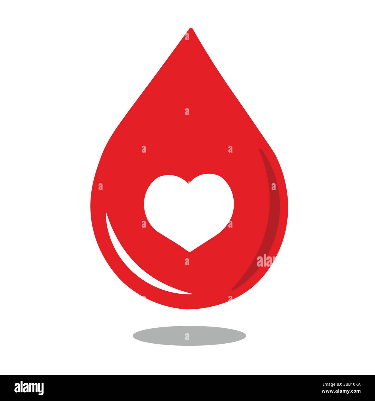 Icône Red Droplet avec un coeur blanc au design minimaliste Illustration de Vecteur