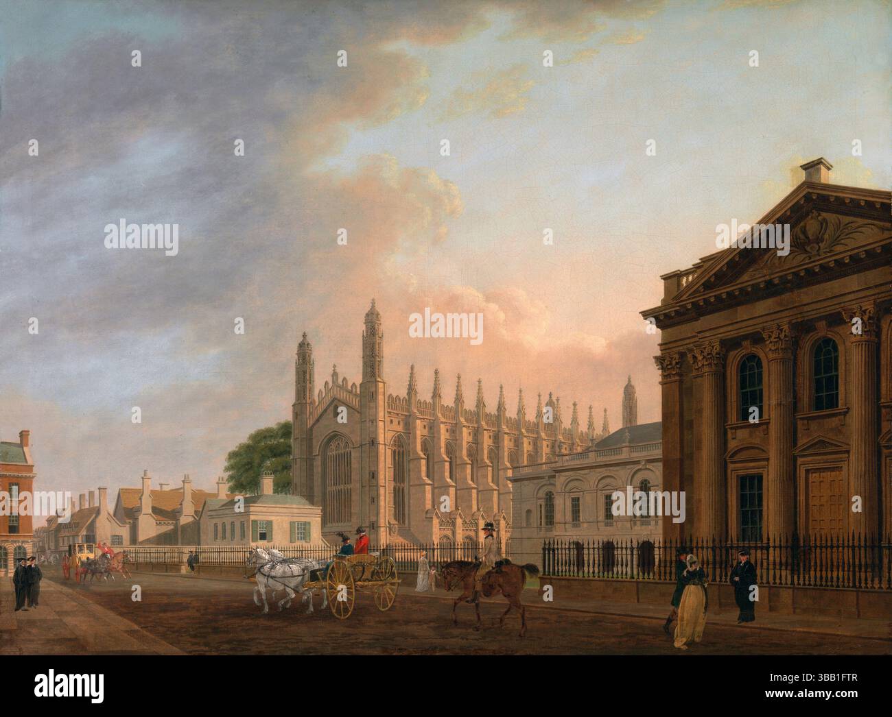Huile sur toile peinture de Kings Parade Cambridge Angleterre 1798 18ème siècle par le peintre anglais Thomas Malton le jeune art art image vue vintage Banque D'Images