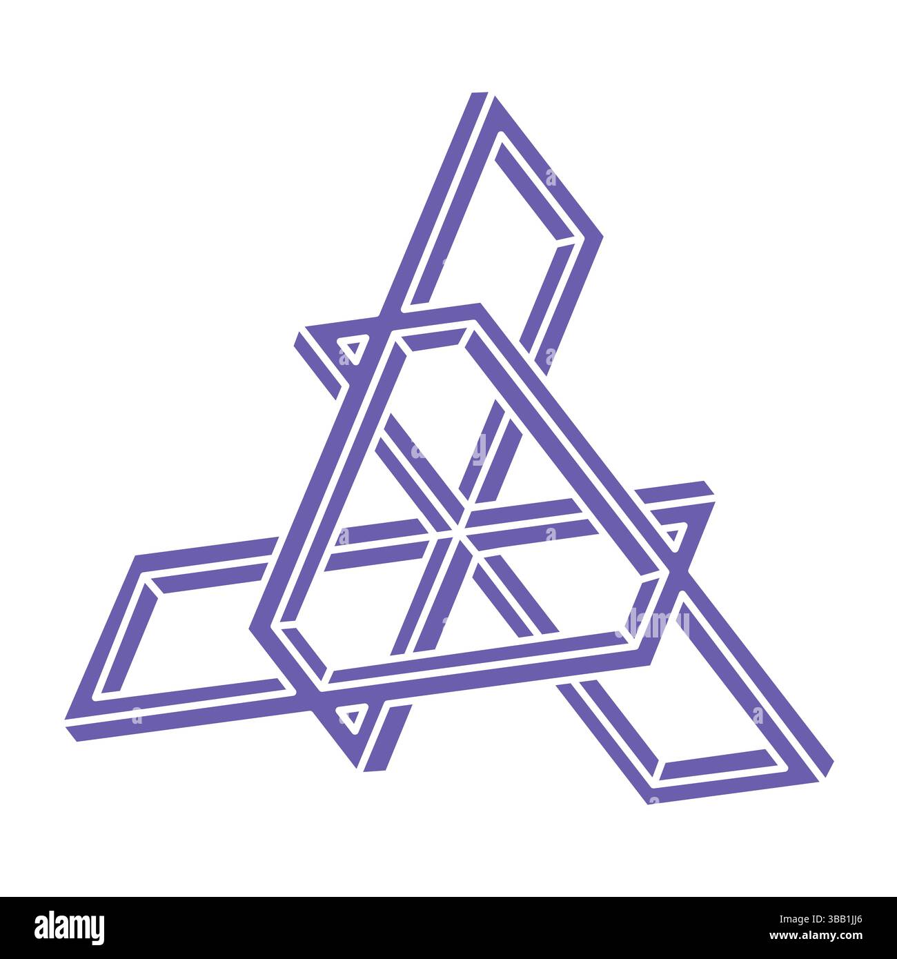 Formes d'illusion. géométrie 3d. Figure d'illusion d'optique. Géométrie sacrée. Logo. Illustration de Vecteur