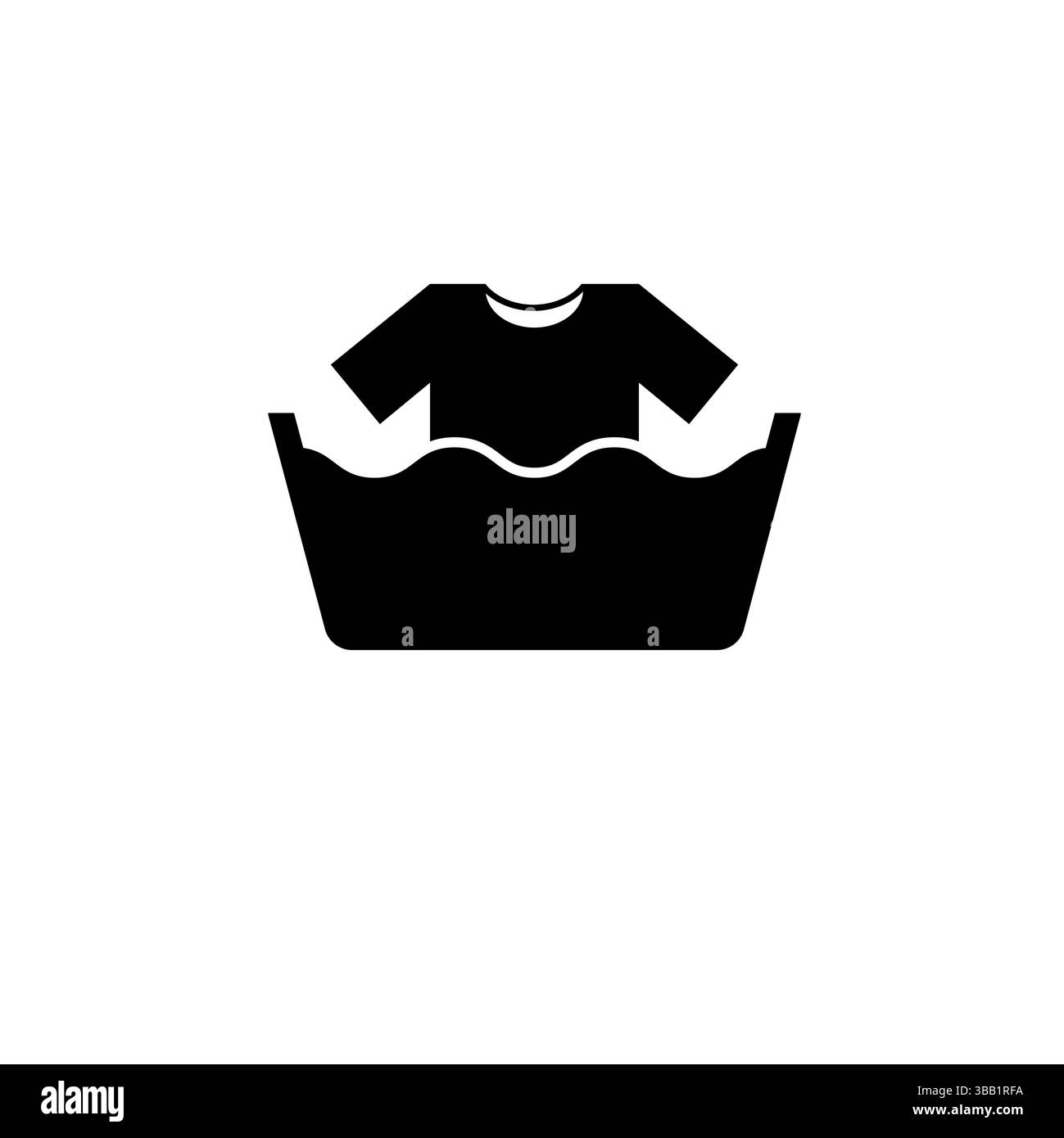 Laver les vêtements à la main dans le bassin, laver un T-shirt icône Solid Flat Vector isolé sur fond blanc. Illustration de Vecteur
