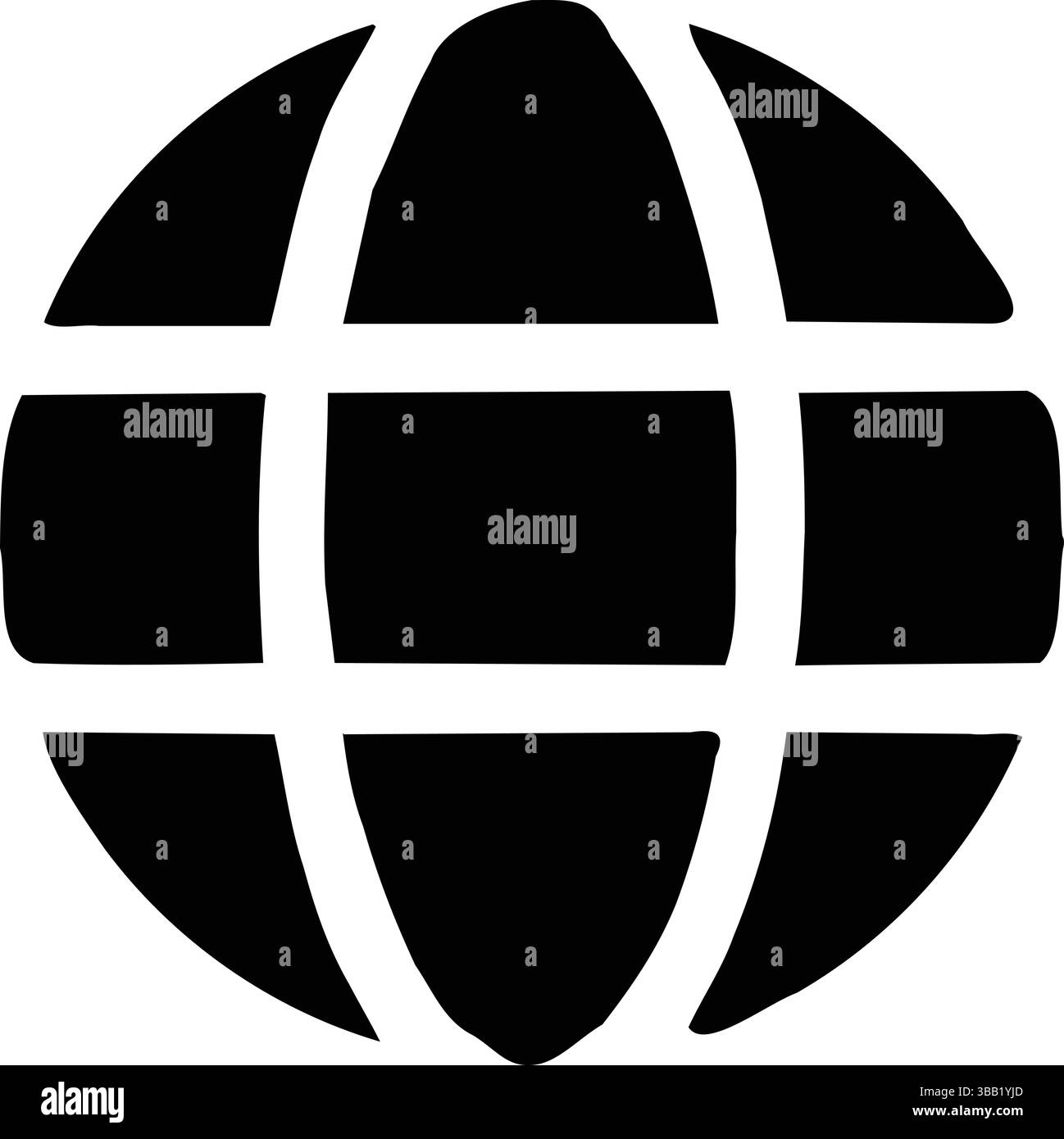 Silhouette d'une icône de globe avec des lignes de latitude et de longitude, représentant Internet, la communication mondiale et la connectivité mondiale Illustration de Vecteur