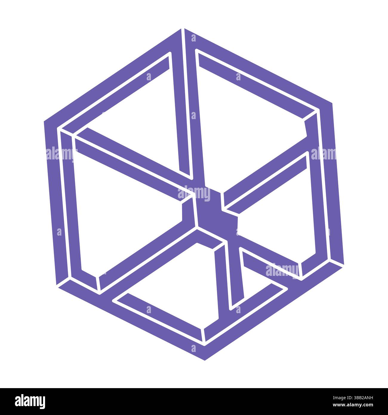 Formes impossibles. Figures de géométrie sacrée. Illusion d'optique. Objet géométrique éternel abstrait. Impossible contour sans fin. Ligne Art optique Illustration de Vecteur
