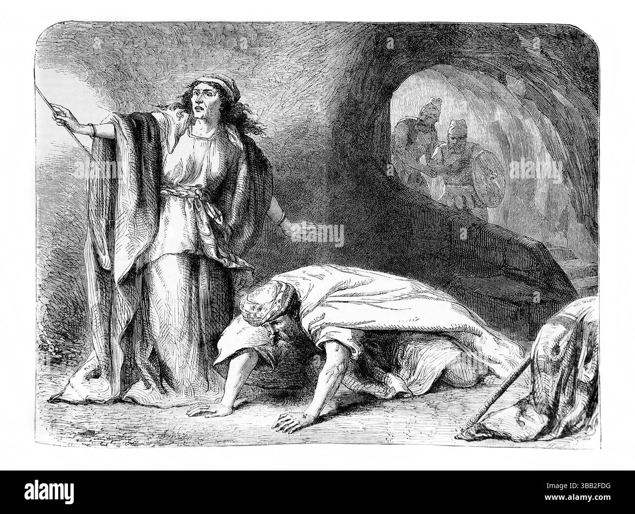 Illustration de l'élévation de Samuel par la sorcière d'Endor (Samuel) - Saul a visité une sorcière après s'être inquiété du résultat de la prochaine Banque D'Images Illustration de l'élévation de Samuel par la sorcière d'Endor (Samuel) - Saul a visité une sorcière après s'être inquiété du résultat de la prochaine Banque D'Images