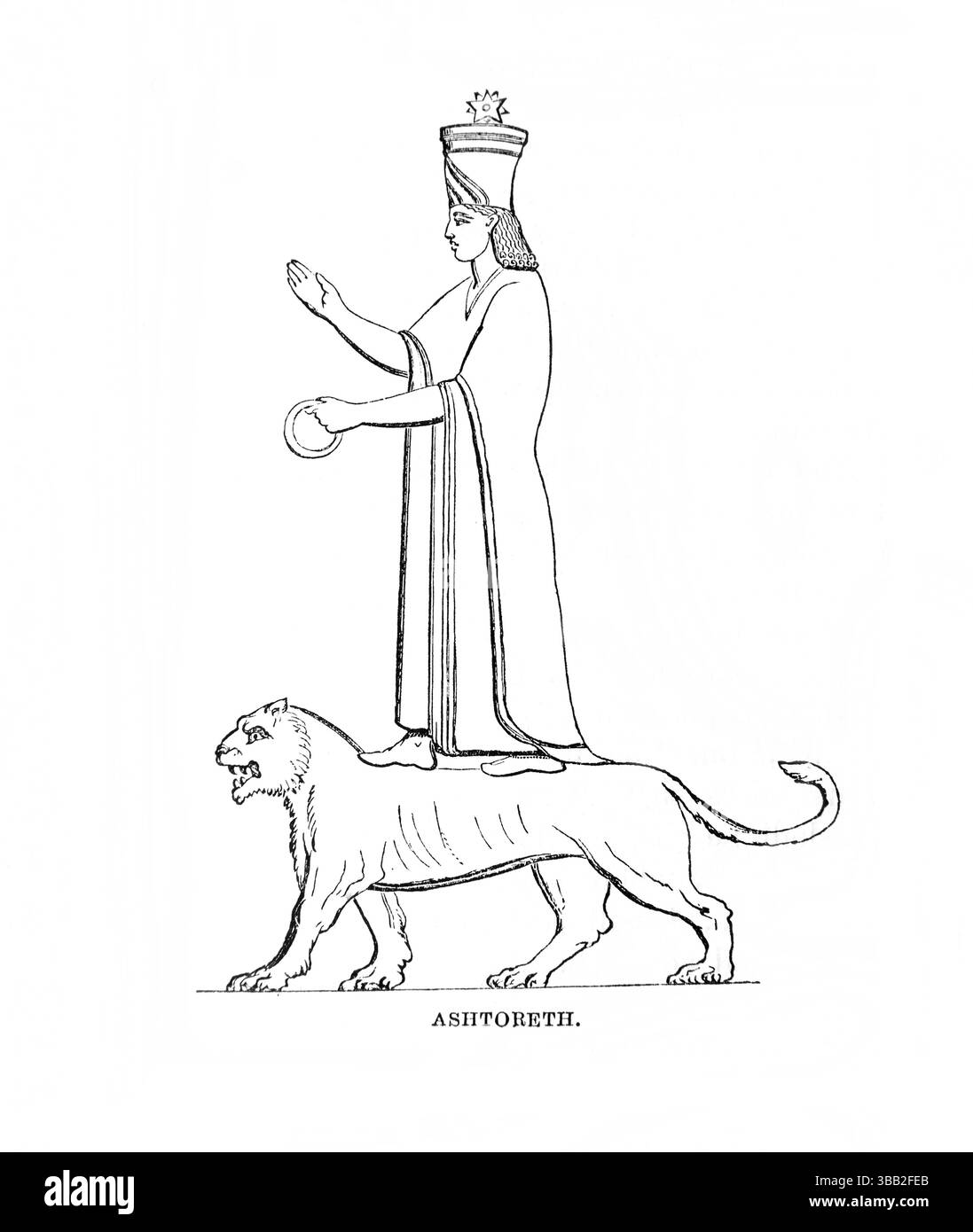 Illustration de la déesse Ashtoreth des Sidoniens de l'Antiquité 19ème siècle la Sainte Bible contenant l'ancien et le Nouveau Testament avec des notes explicatives, Banque D'Images