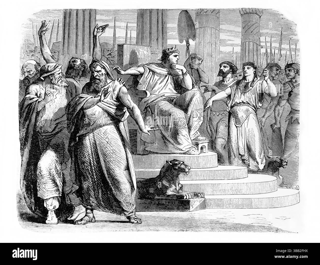Illustration de Rehoboam acceptant les conseils de ses conseillers maléfiques du XIXe siècle antique la Sainte Bible contenant l'ancien et le Nouveau Testament w Banque D'Images