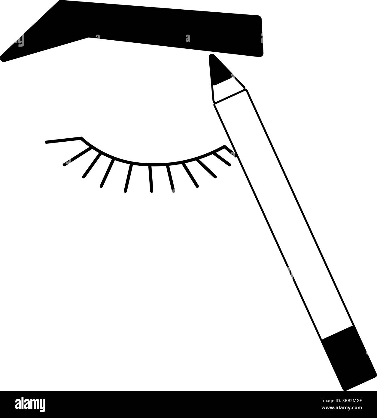 Crayon à sourcils avec composition pour les yeux et les sourcils. Illustration de ligne graphique vectorielle. Maquillage cosmétique mignon noir et blanc modifié illustration pour paquet, va Illustration de Vecteur