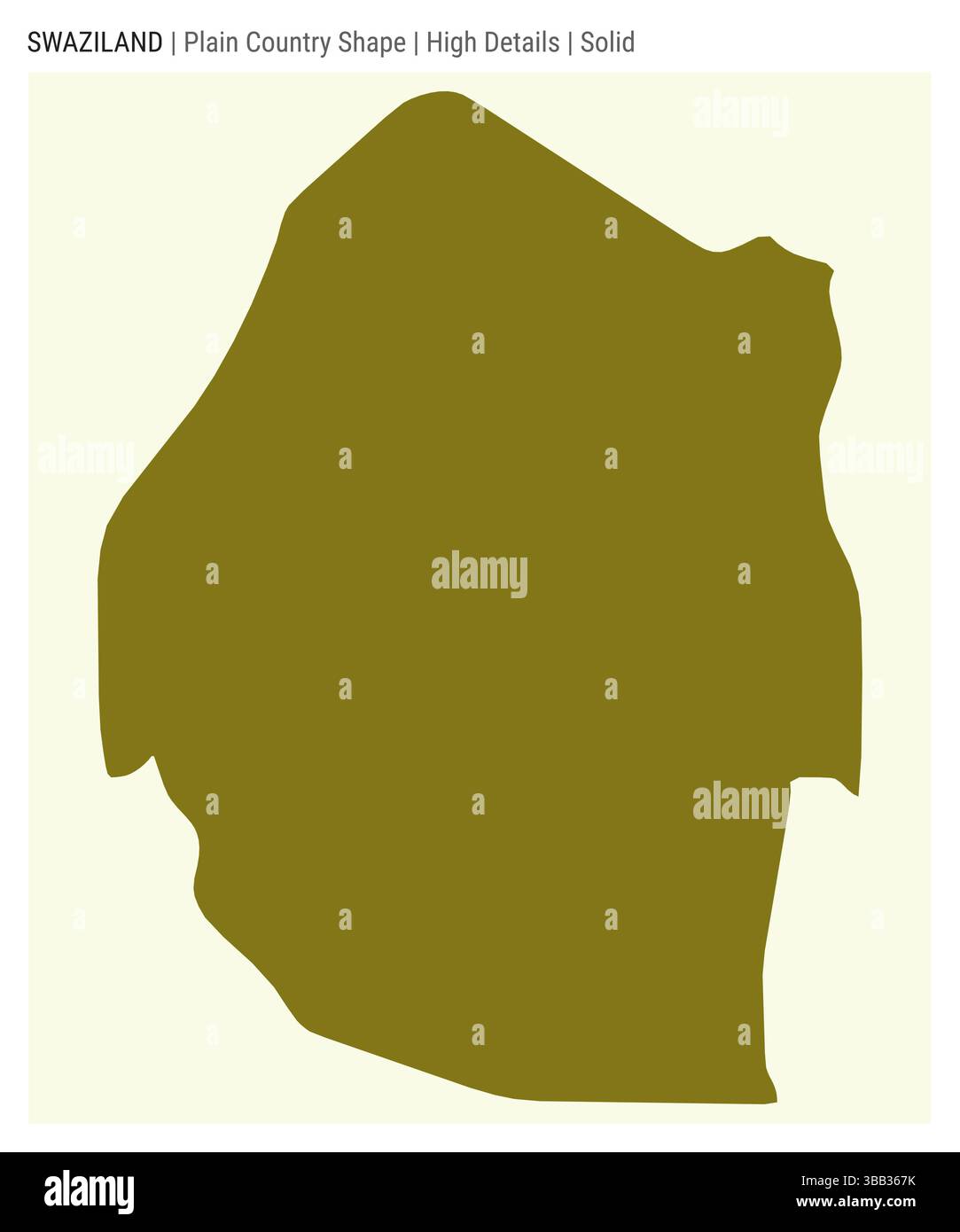 Carte du pays de la plaine du Swaziland. Détails élevés. Style Uni. Forme du Swaziland. Illustration vectorielle. Illustration de Vecteur