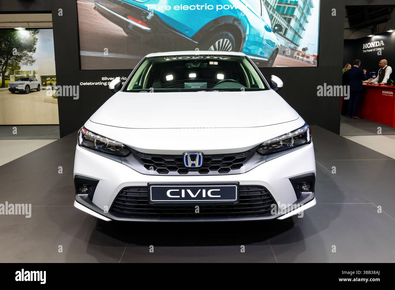 Honda Civic Hybrid (2025) au salon de l'automobile de Bruxelles. Bruxelles, Belgique - 10 janvier 2025. Banque D'Images