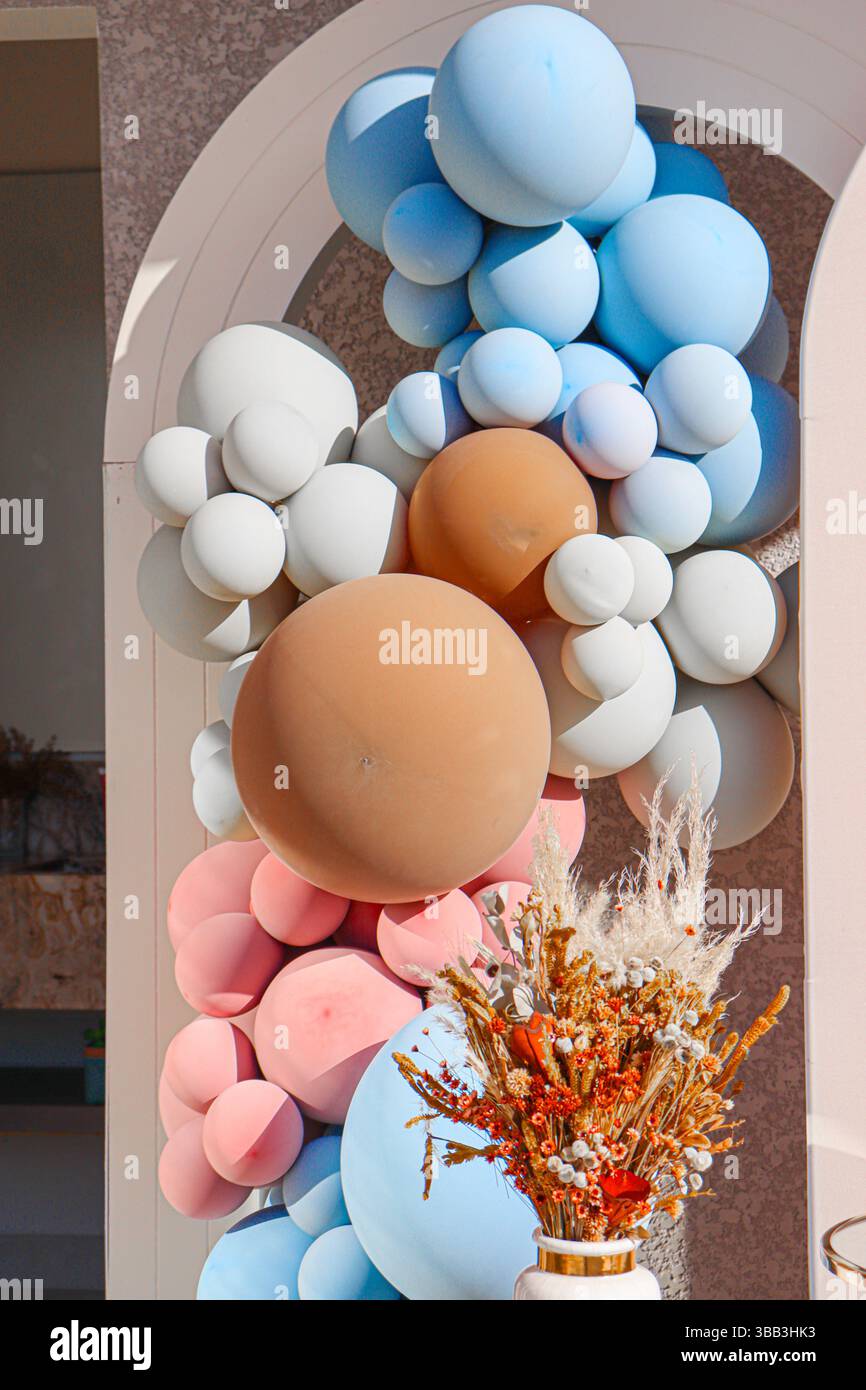 Décoration de ballon pour une fête de révélation de genre Banque D'Images