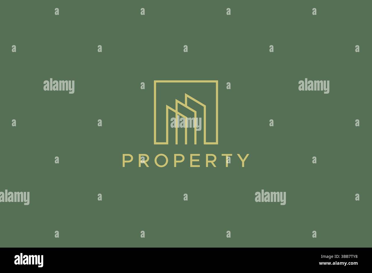 Logo abstrait géométrique sur la forme carrée de la propriété de bâtiment et de l'industrie de la construction entreprise Illustration de Vecteur