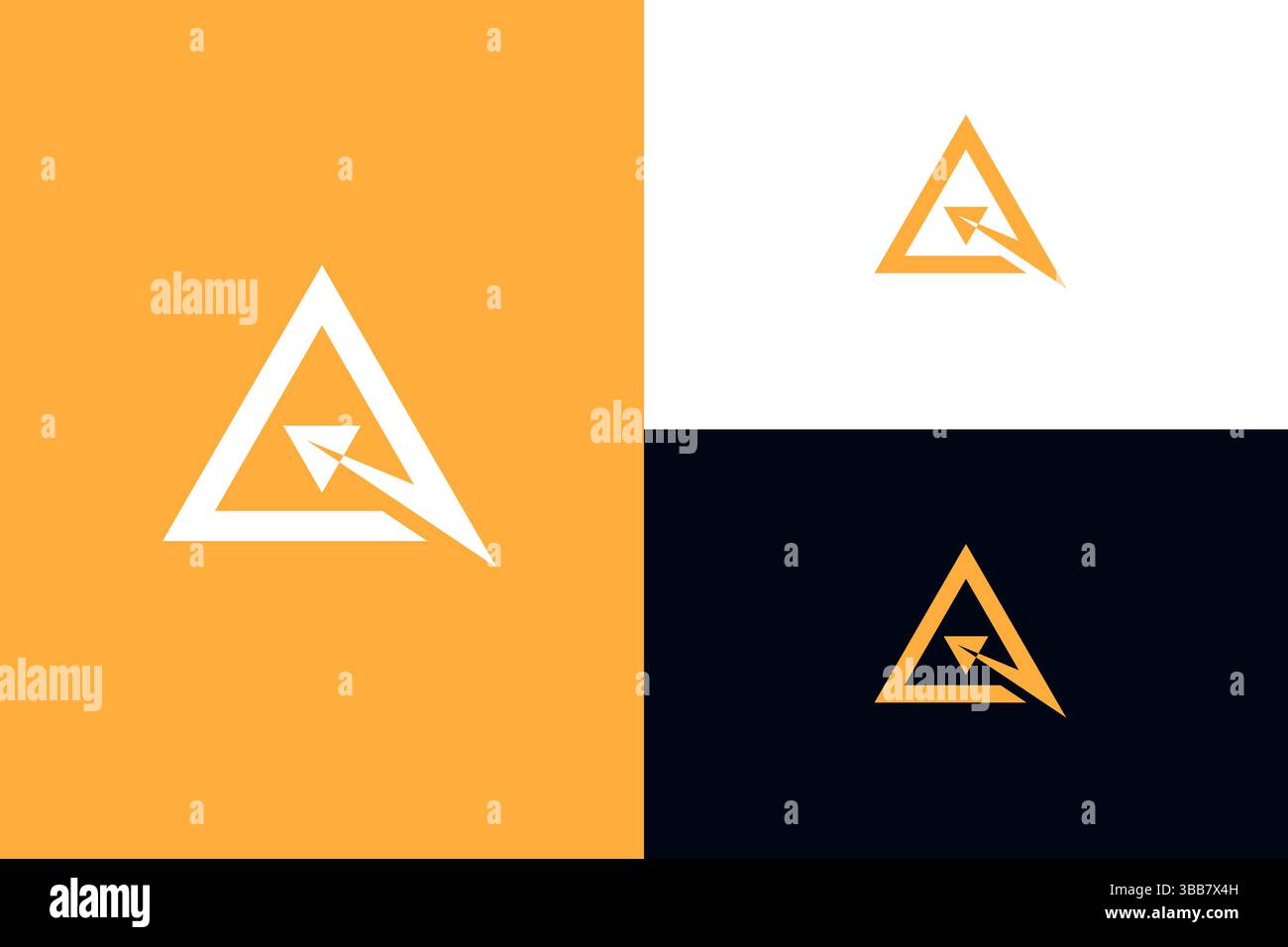 Signe fléché de plan de papier à forme de triangle logo abstrait Illustration de Vecteur