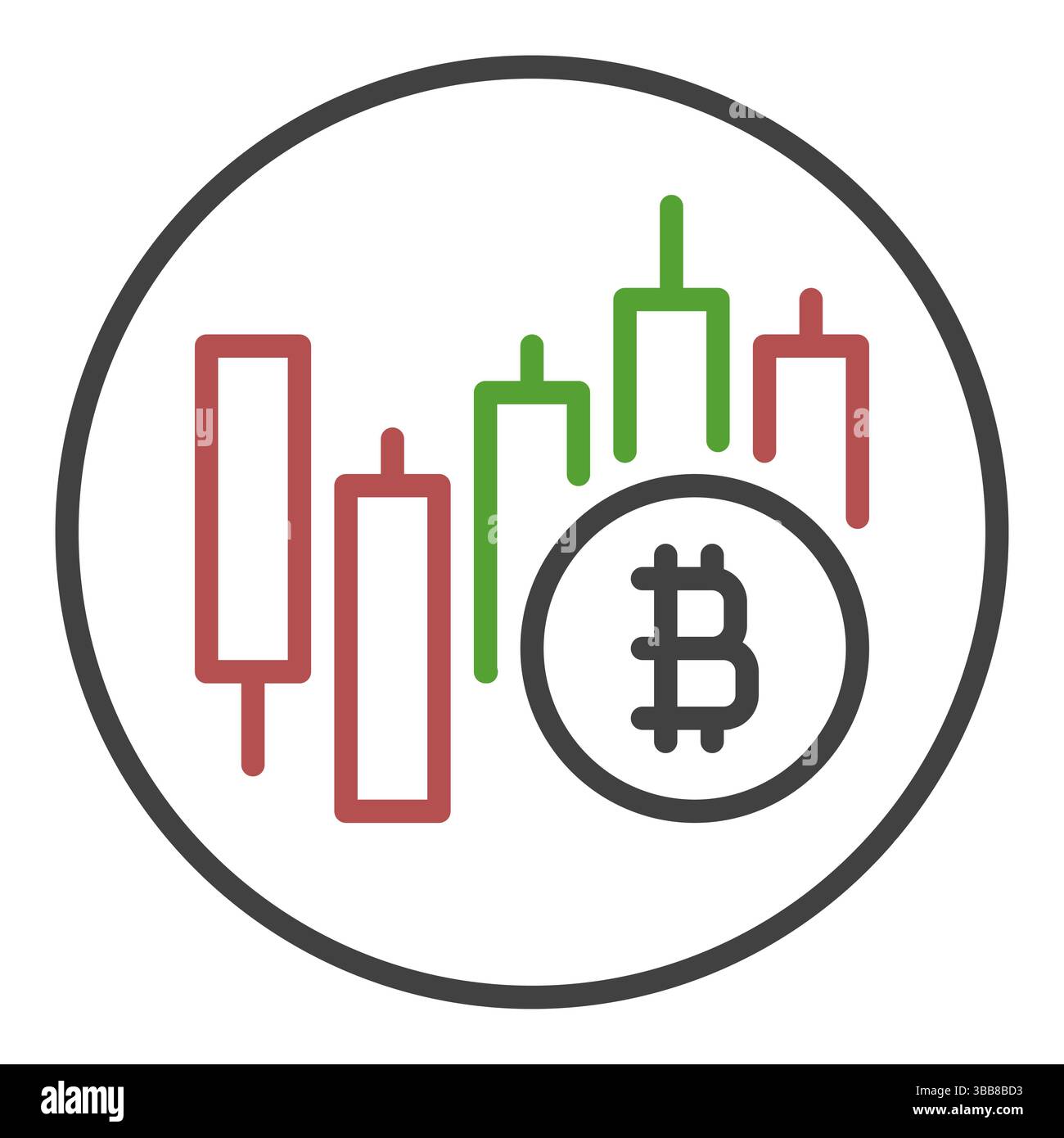 Bitcoin vecteur d'investissement concept de Trading fine ligne ronde icône ou symbole Illustration de Vecteur