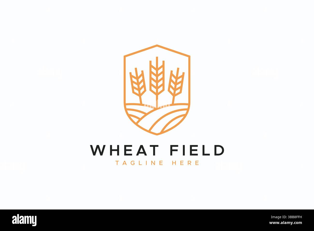 Symbole du champ de blé logo de la ferme agricole biologique des aliments naturels Illustration de Vecteur