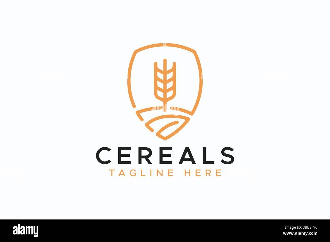 Logo Abstract avoine ou champ de blé sur le bouclier pour les céréales Business Healthy Food Product Illustration de Vecteur