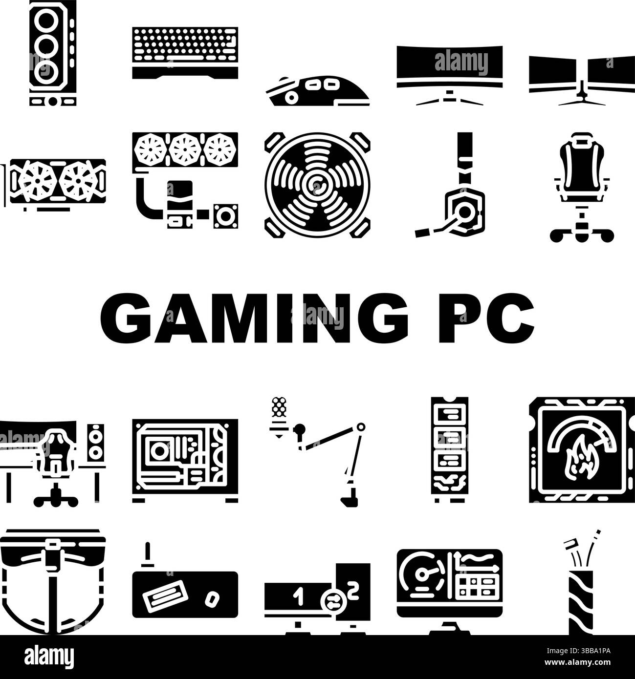 icônes de processeur matériel de pc de jeu définir vecteur Illustration de Vecteur
