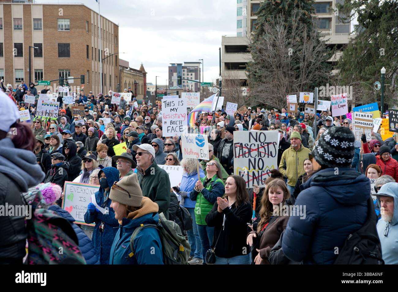 Rassemblement anti-Trump à Boise Idaho le 9 mars 2025 Banque D'Images