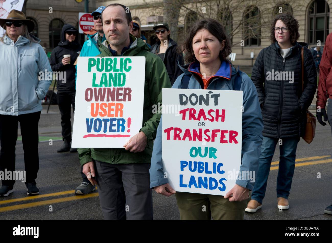 Rassemblement de protestation pour les terres publiques au Capitole de l'État de l'Idaho, mars 2025 Banque D'Images