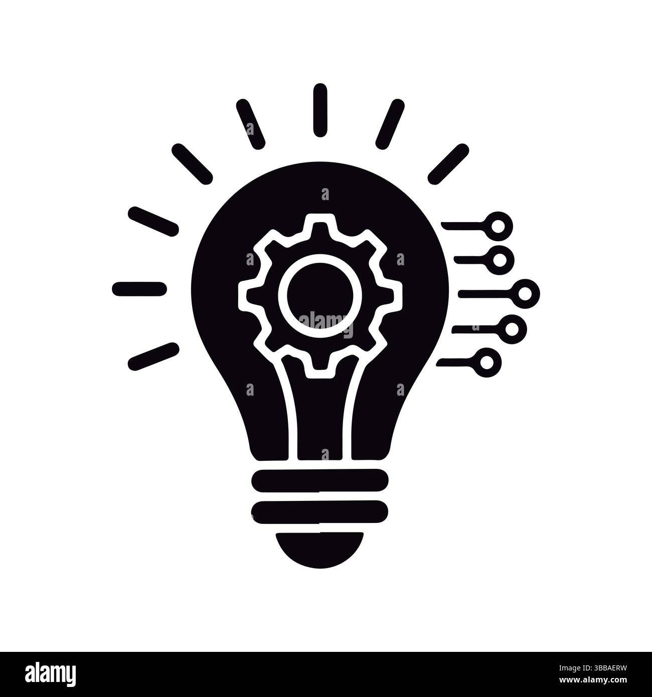 Concept de solution intelligente. Ampoule innovation numérique. Illustration de Vecteur