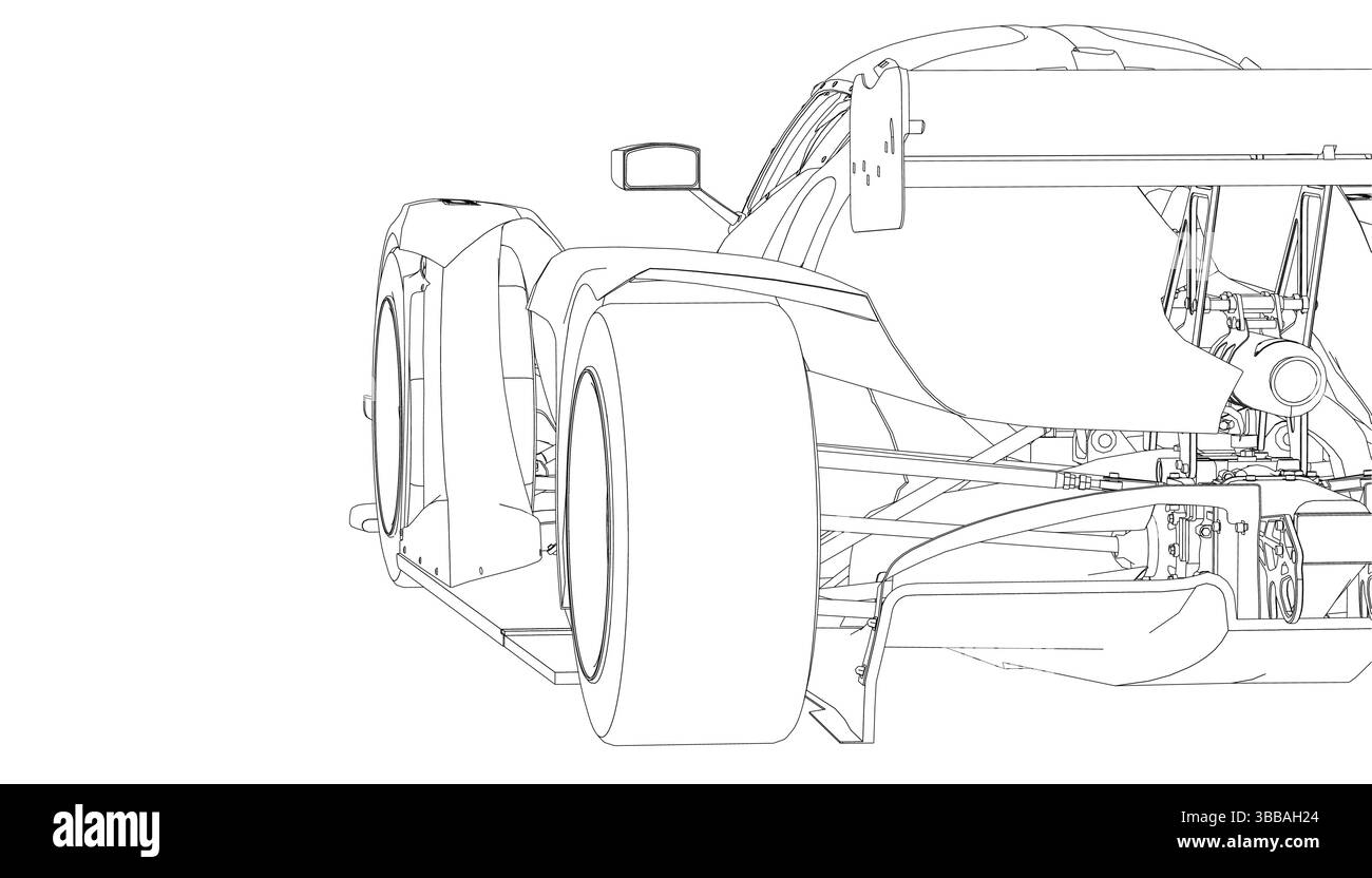 L'illustration est un rendu vectoriel filaire d'une voiture de course hautes performances, mettant en valeur son design élégant et aérodynamique avec un bod bas Illustration de Vecteur