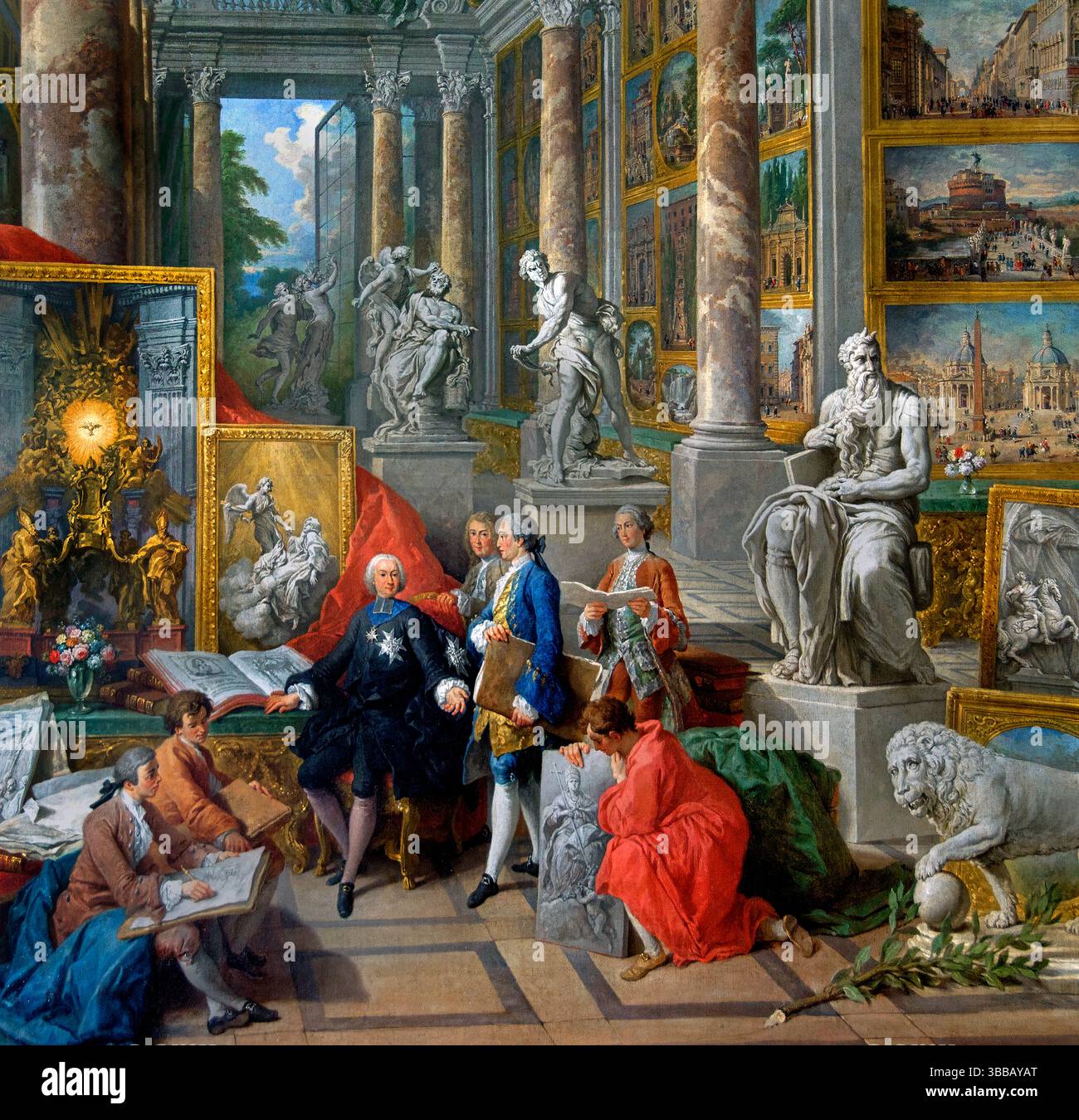 Michel-Ange Moïse Bernini's David Students Gallery vues Rome moderne 1759 détail PANNINI Giovanni Paolo 1691-1765 Musée Italie Louvre . Banque D'Images