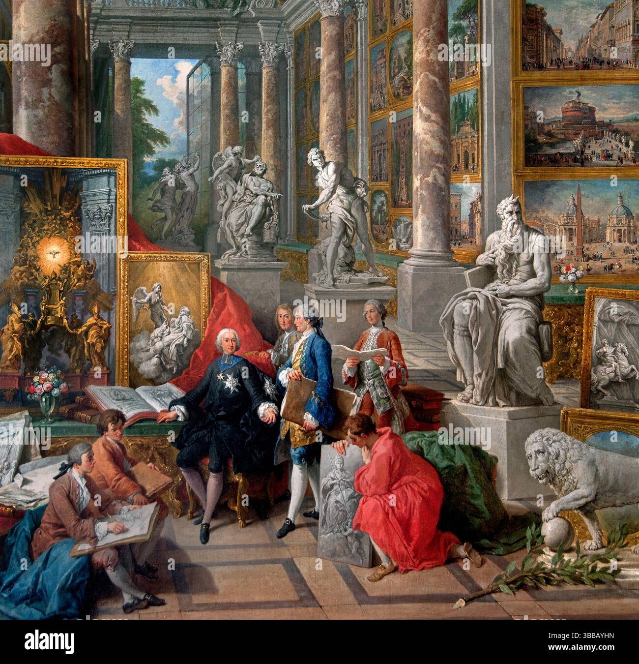 Michel-Ange Moïse Bernini's David Students Gallery vues Rome moderne 1759 détail PANNINI Giovanni Paolo 1691-1765 Musée Italie Louvre . Banque D'Images