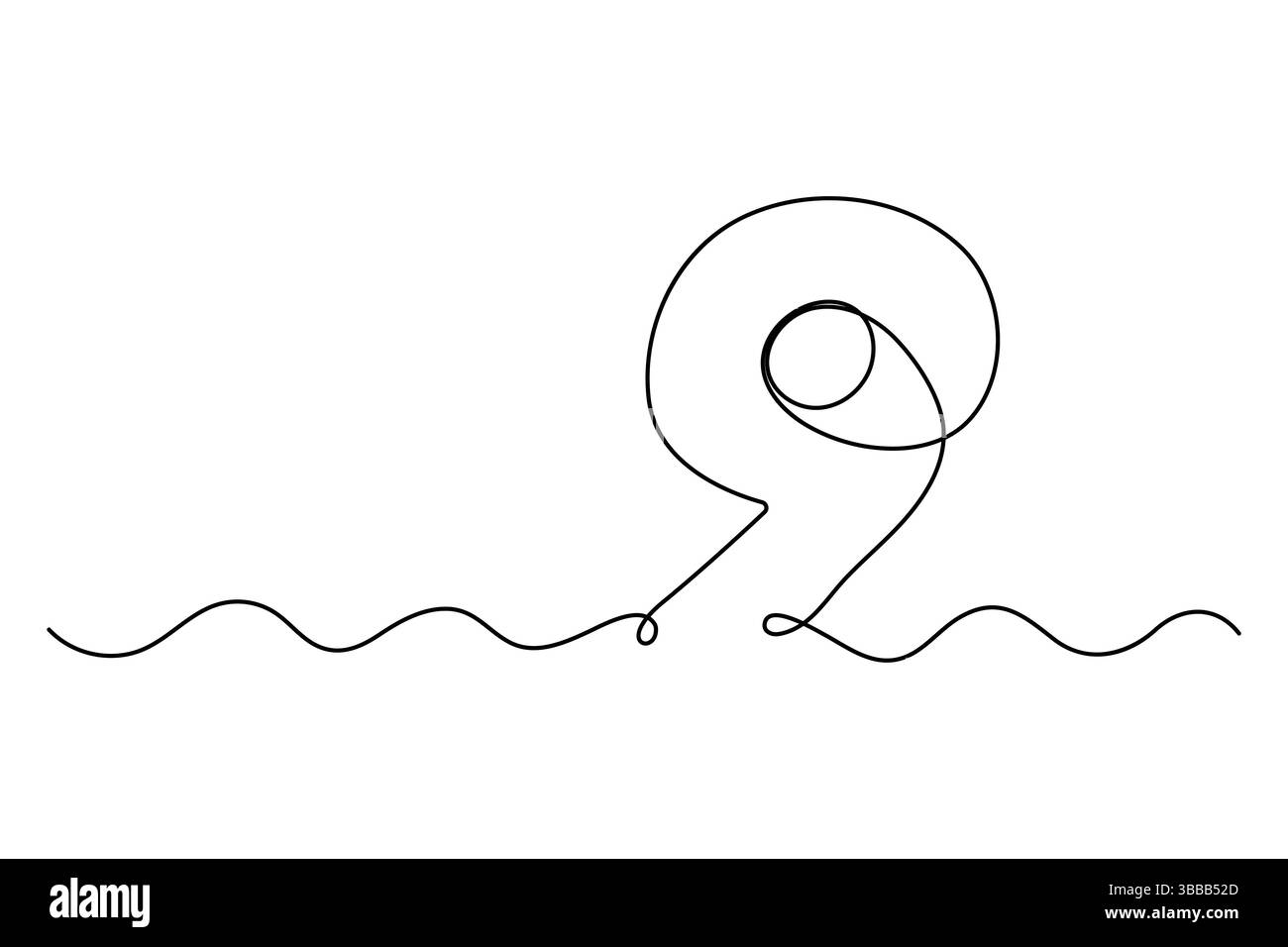 Numéro neuf dessin continu d'une ligne du numéro 9. Dessin modifiable d'une ligne de l'icône numéro 9. Illustration vectorielle Illustration de Vecteur