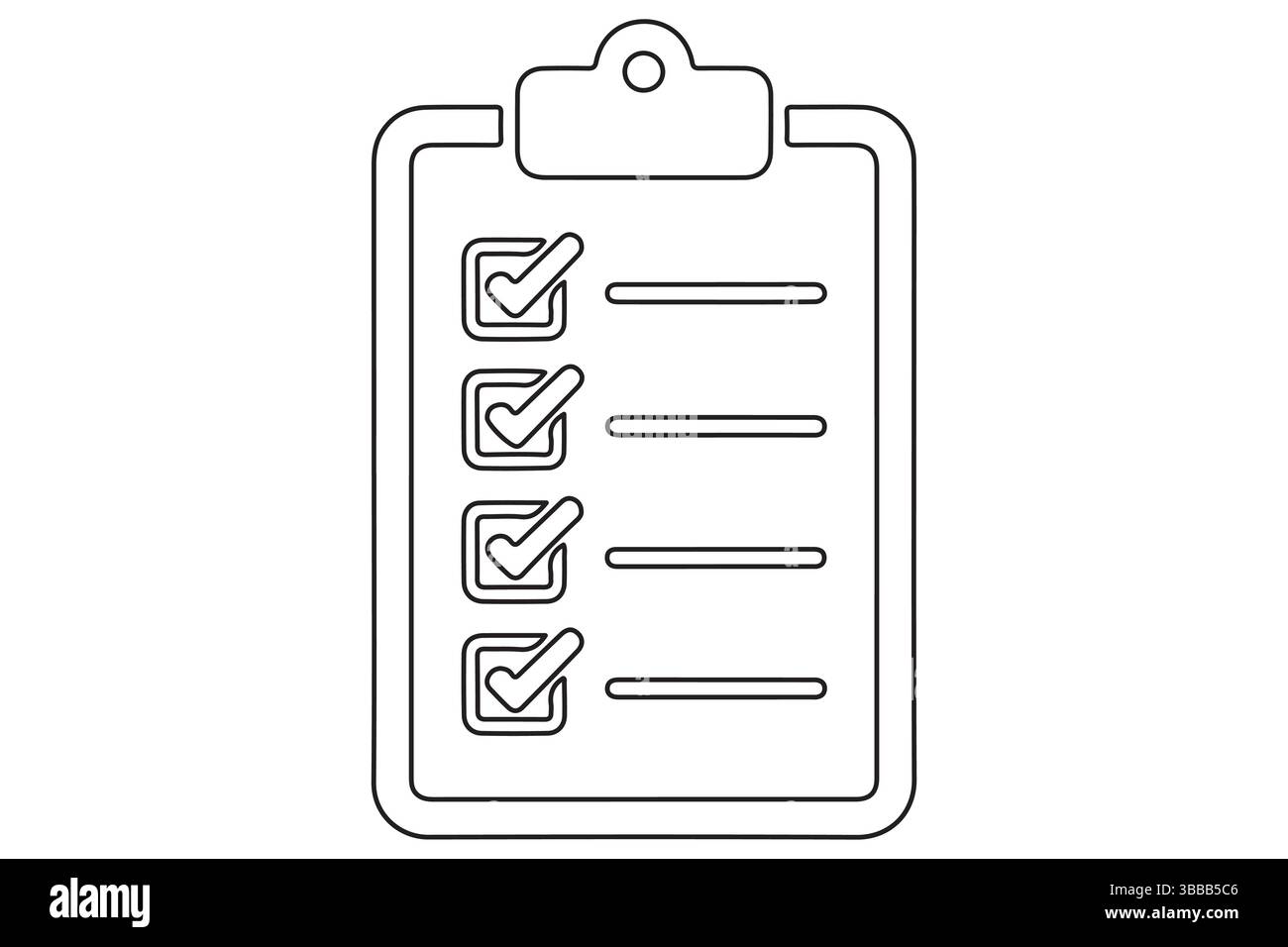 Continue l'illustration de dessin au trait d'une illustration vectorielle d'icône de presse-papiers de liste de contrôle Illustration de Vecteur