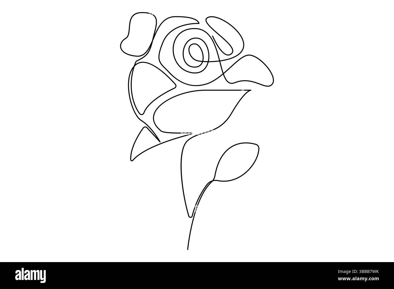 Fleur de rose continue dessin d'une ligne de fleur de rose isolé illustration vectorielle de contour design minimaliste Illustration de Vecteur