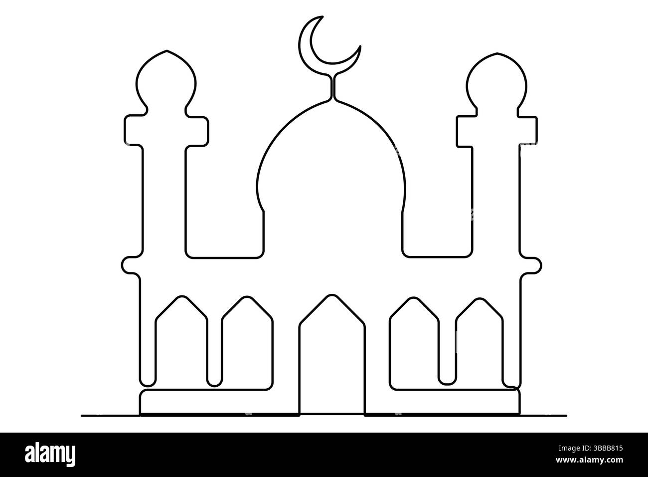 Dessin continu d'une ligne de mosquée, illustration vectorielle islamique du ramadan Illustration de Vecteur