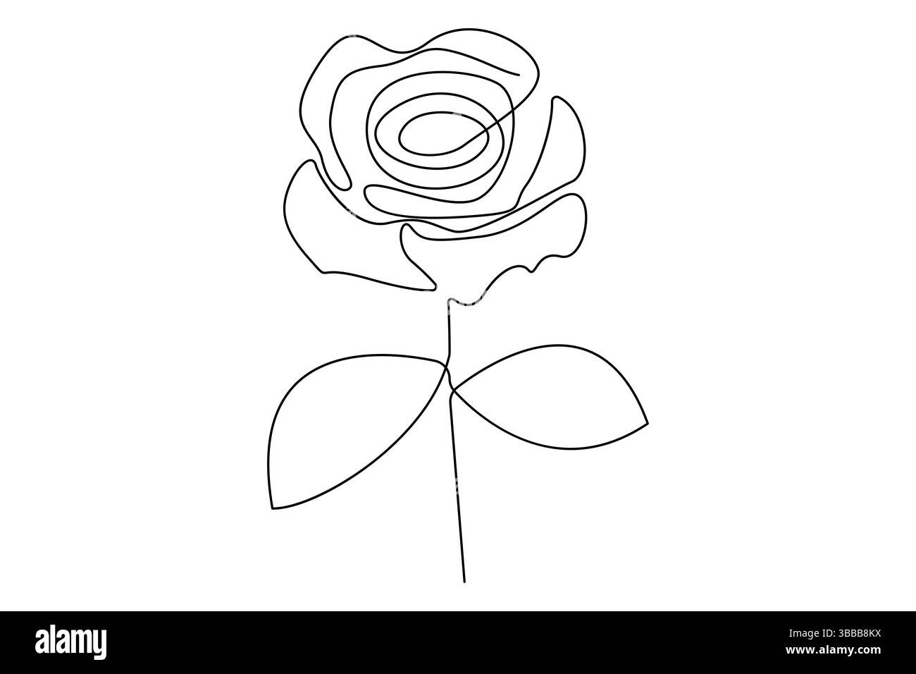 Fleur de rose continue dessin d'une ligne de fleur de rose isolé illustration vectorielle de contour design minimaliste Illustration de Vecteur