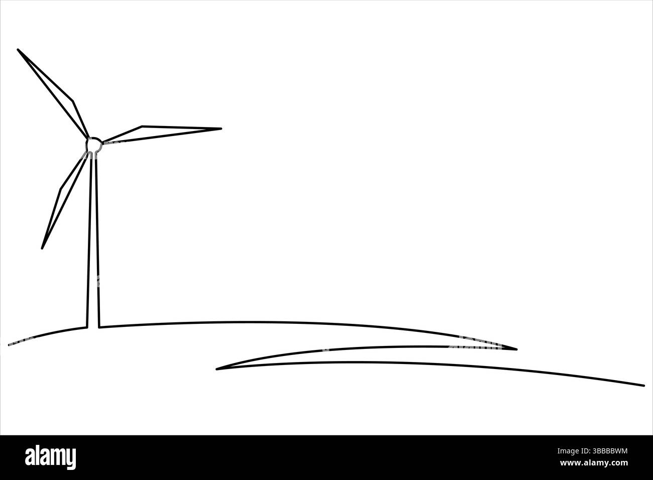 Dessin continu d'énergie alternative pour éoliennes. symbole de l'écologie et de la protection de la nature illustration vectorielle d'une ligne Illustration de Vecteur