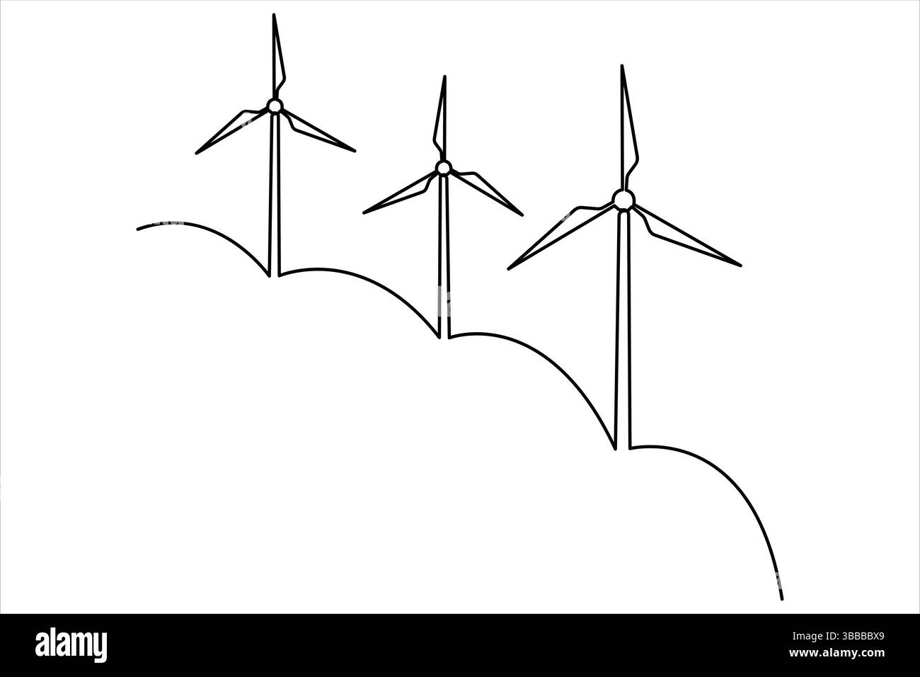 Dessin continu d'énergie alternative pour éoliennes. symbole de l'écologie et de la protection de la nature illustration vectorielle d'une ligne Illustration de Vecteur
