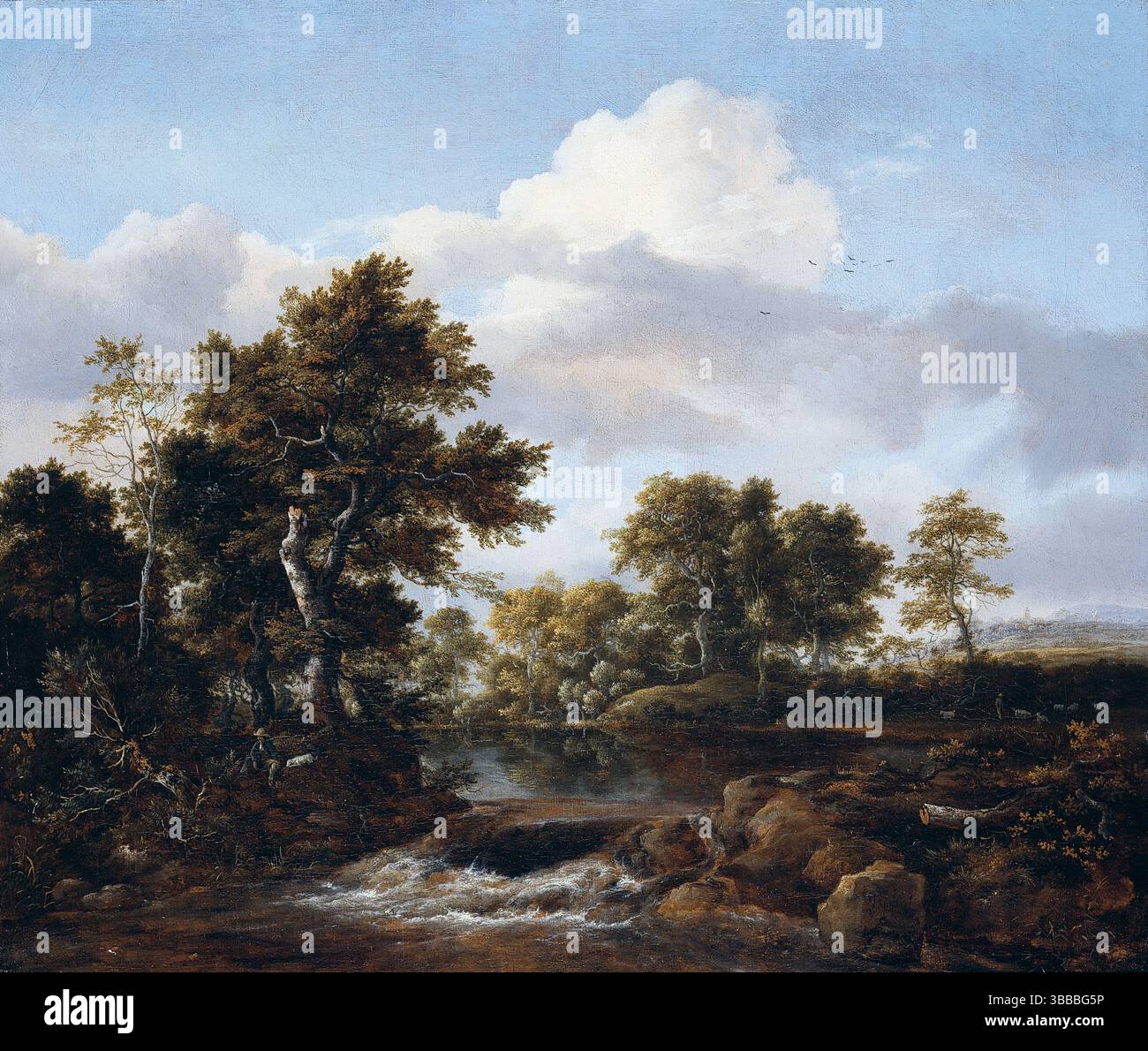 Paysage boisé avec un ruisseau. Jacob Isaaksz van Ruisdael. Entre 1665 et 1668. Banque D'Images