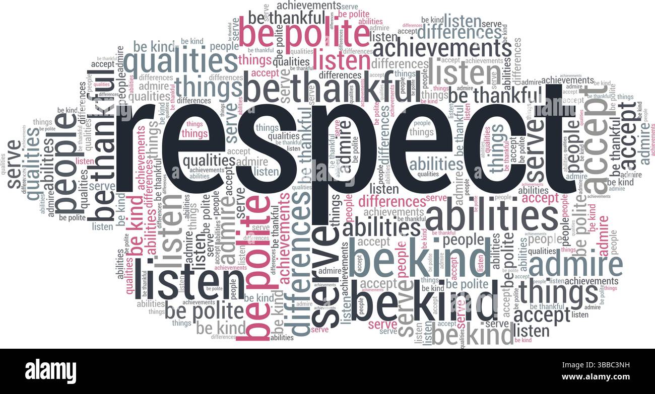 Respecter la conception conceptuelle de nuage de mots isolé sur fond blanc. Illustration de Vecteur