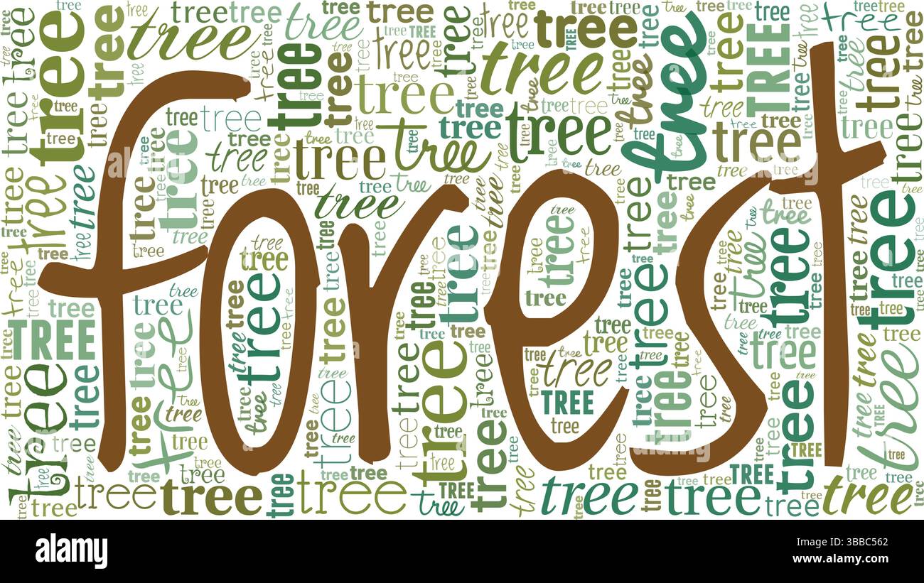 Impossible de voir la création conceptuelle de nuage de mots Forêt pour les arbres isolé sur fond blanc. Illustration de Vecteur