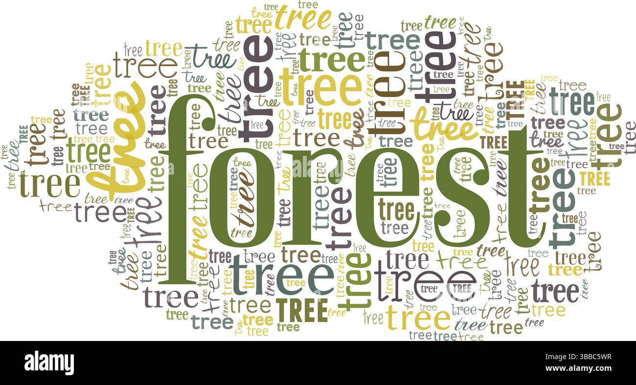 Impossible de voir la création conceptuelle de nuage de mots Forêt pour les arbres isolé sur fond blanc. Illustration de Vecteur