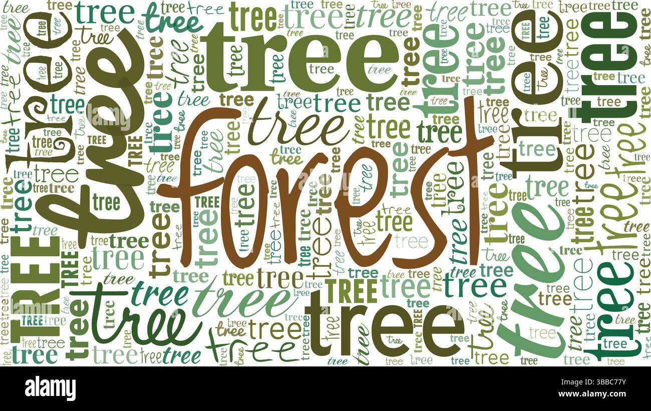 Impossible de voir la création conceptuelle de nuage de mots Forêt pour les arbres isolé sur fond blanc. Illustration de Vecteur