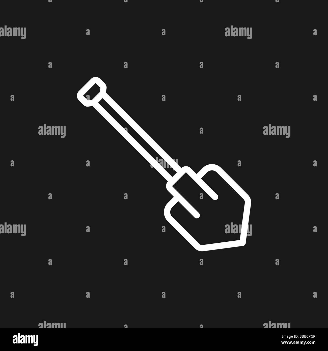 Minimalist Shovel Line Art Noir et blanc simple Gardening Tool illustration Illustration de Vecteur