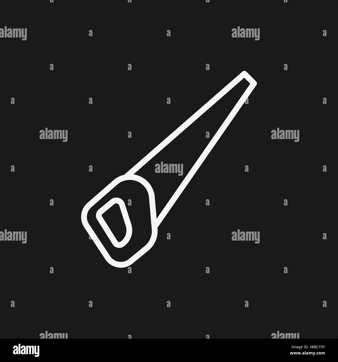 Scie à main sur fond noir, outil pour couper Illustration de Vecteur