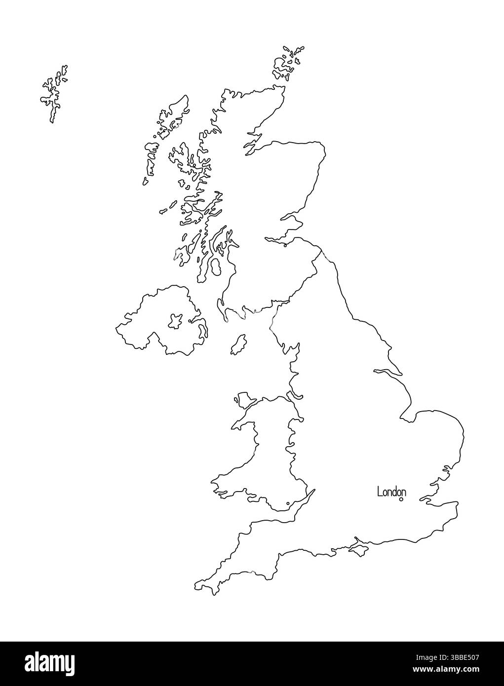 Royaume-Uni de Grande-Bretagne et d'Irlande du Nord plan détaillé du pays, pays européen avec les îles, capitale, image vectorielle dessinée à la main pour la conception ou l'éducation Illustration de Vecteur