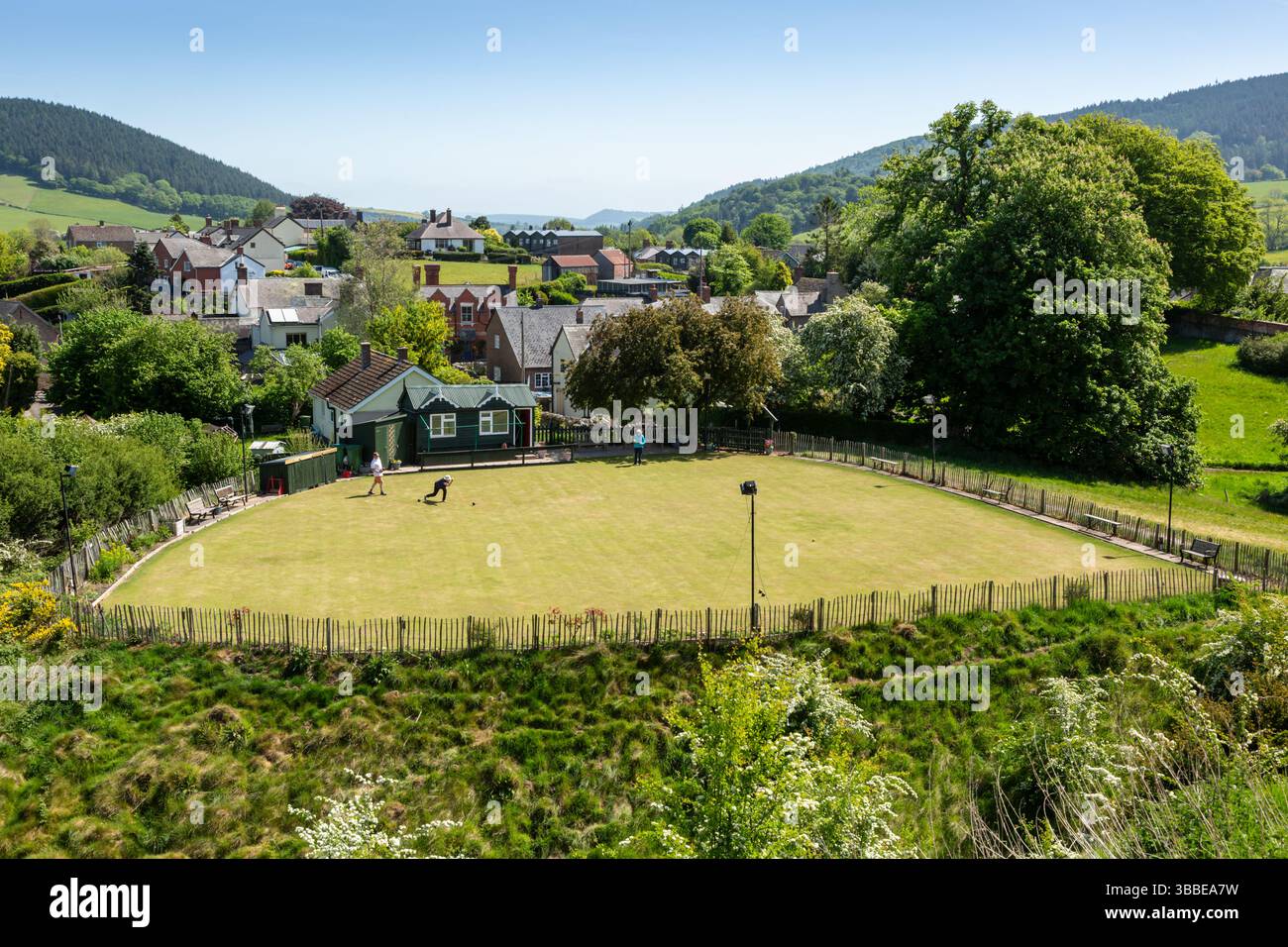 Bowling Green, Clun, Shropshire, Royaume-Uni. 2025 Banque D'Images