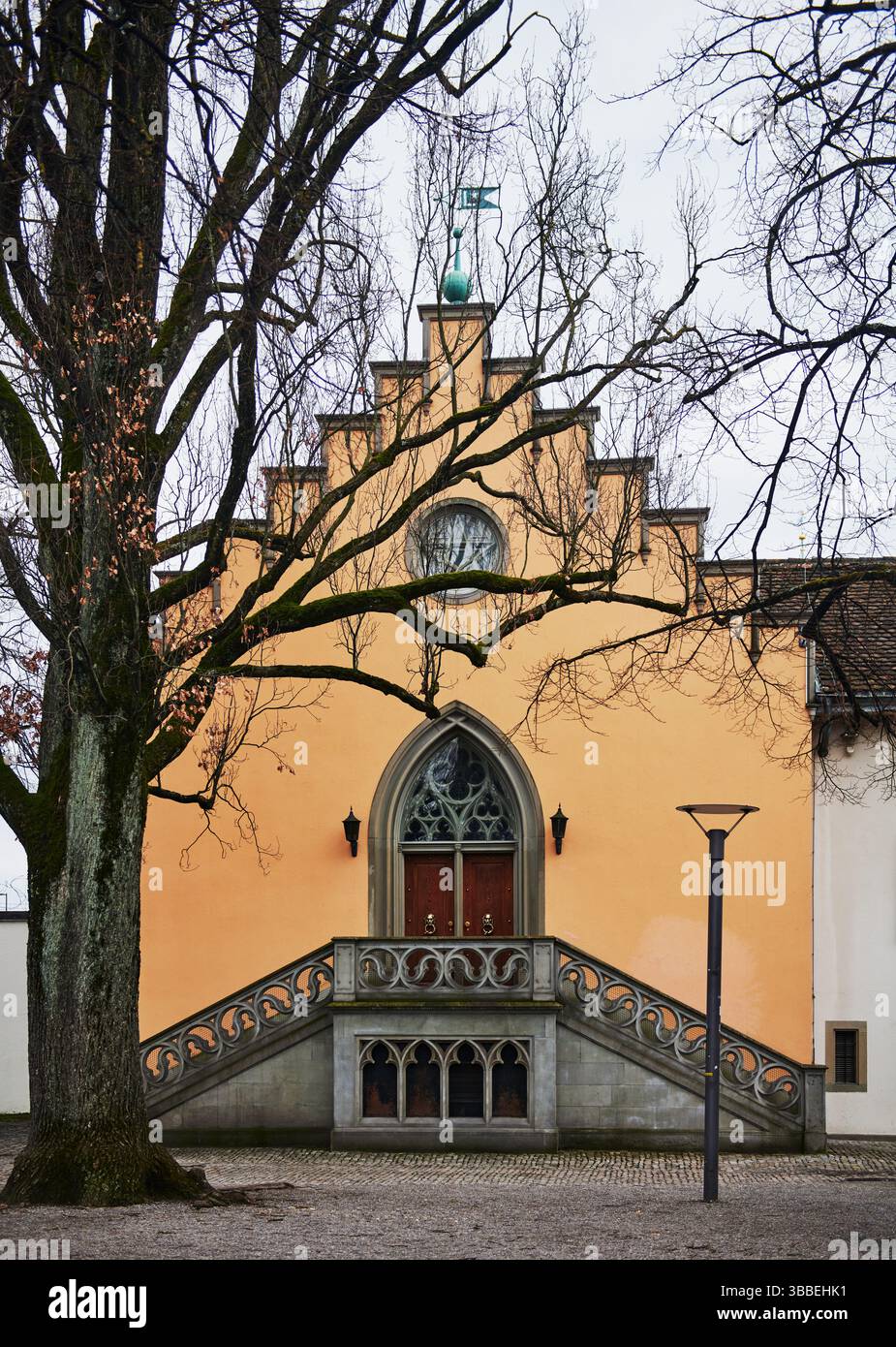 Freimauer ou Freemason bâtiment ou temple à Lindenhofplatz près de la célèbre ville Outlook place, Zurich, Switerland, Europe Banque D'Images