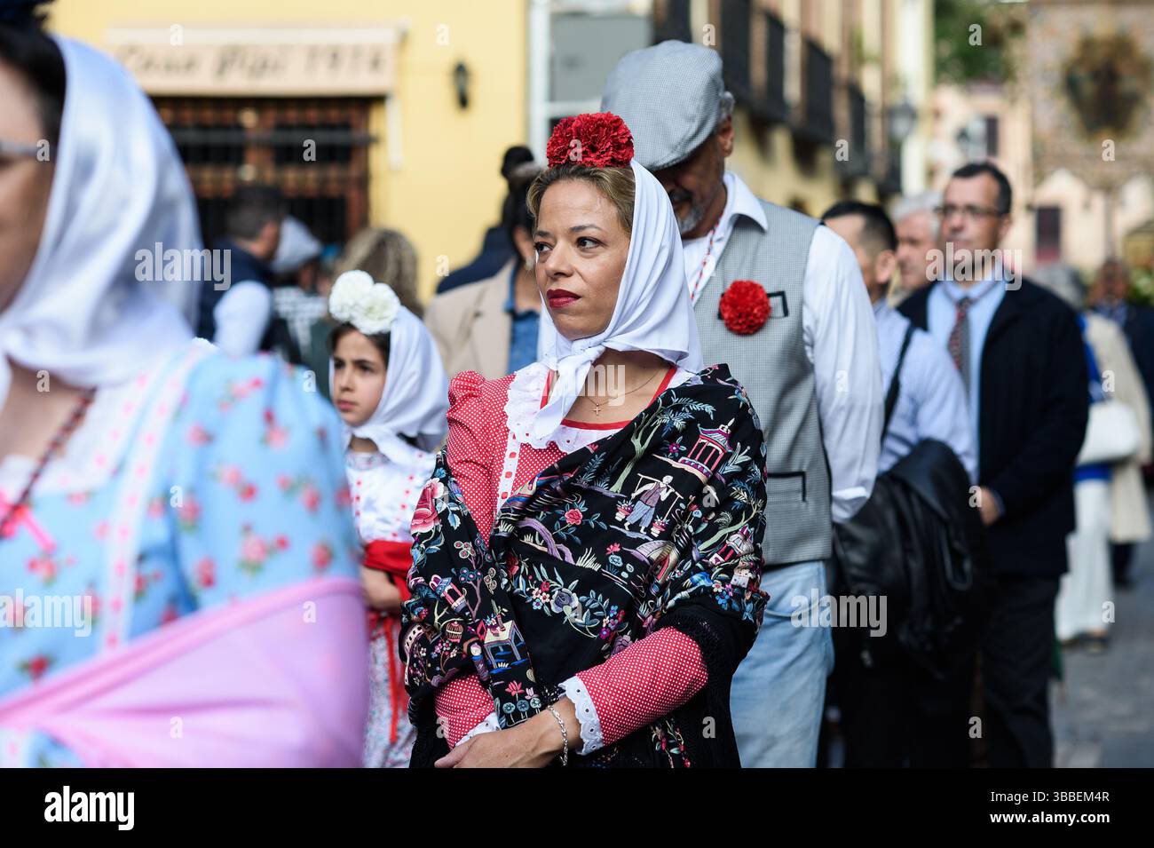 Madrid, Espagne. 15 mai 2025. Vue de la procession le long des rues de Madrid dans San Isidro Labrador festivité, le saint de Madrid. 15 mai 2025 Espagne (photo par Oscar Gonzalez/Sipa USA) crédit : Sipa US/Alamy Live News Banque D'Images