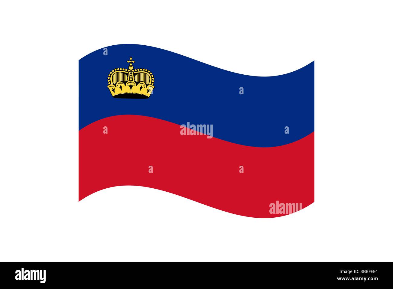 Drapeau du Liechtenstein. Illustration vectorielle numérique drapeau ondulé du Liechtenstein. Drapeau flottant. Illustration de Vecteur