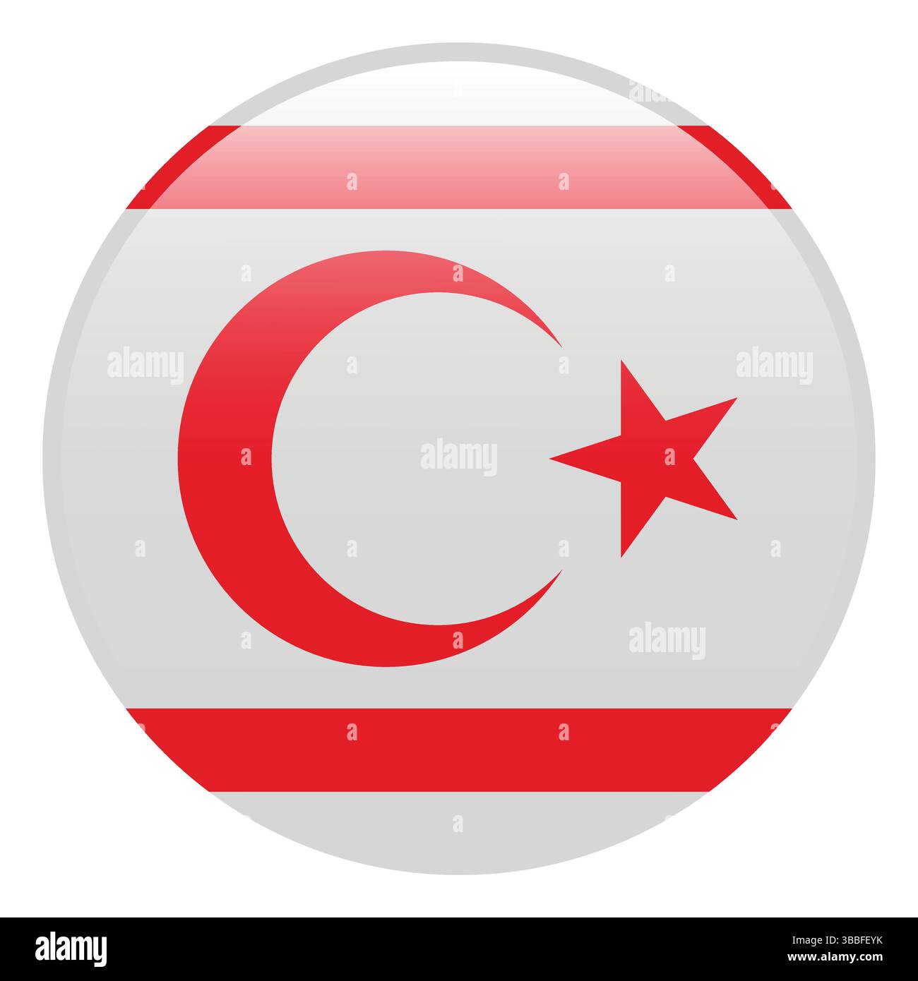 Drapeau de Chypre-Nord. Chypre du Nord cercle drapeau 3d logo icône d'illustration vectorielle d'ordinateur. Illustration de Vecteur