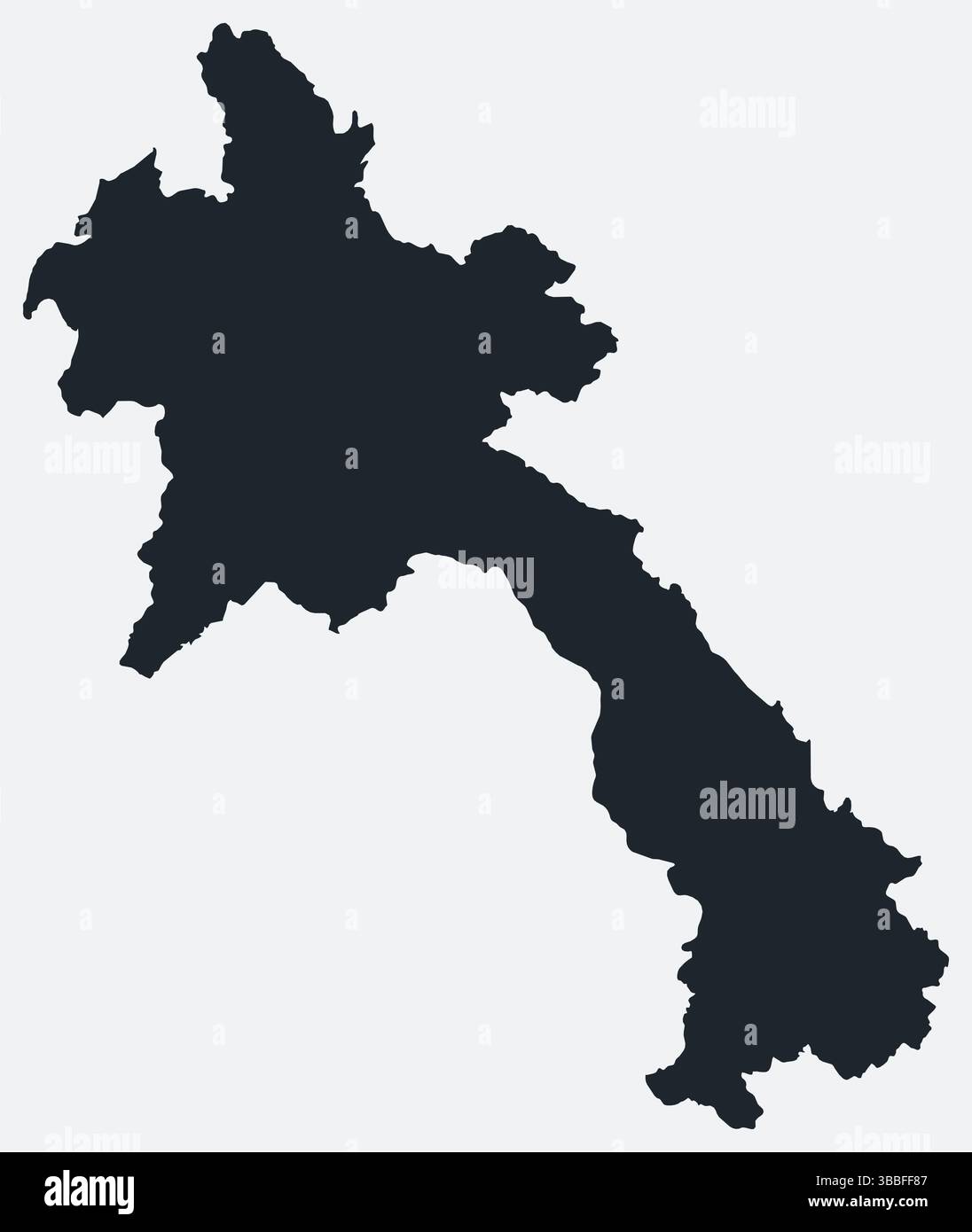 Carte du Laos. Juste une simple carte de bordure. Forme du pays. Contour plat blanc Laos. Illustration des limites vectorielles. Illustration de Vecteur